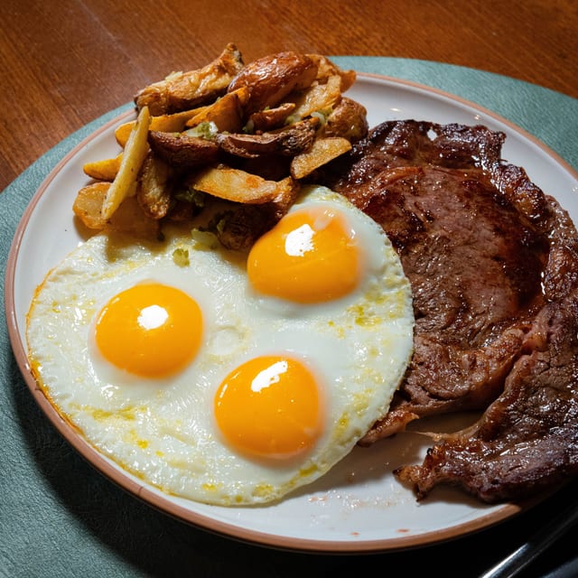 STEAK & EGGS.
